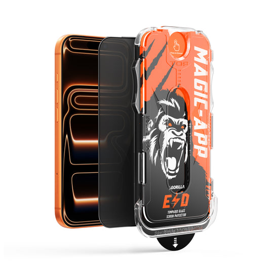 X-Gorilla® panssarilasi pölynpoistaja-asennusapurilla, koko näytölle, privacy